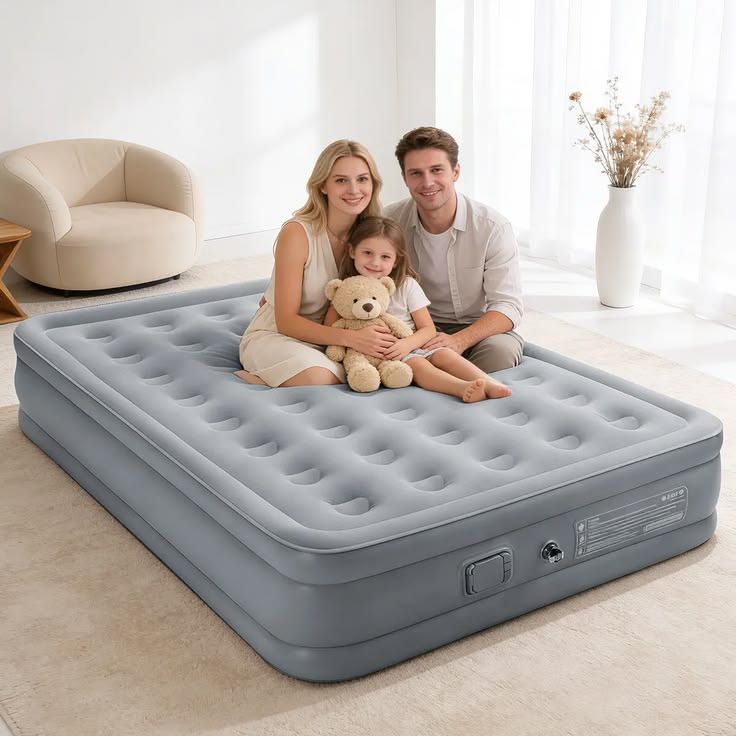 Inflatable Air Mattress with Built-in Pump for Home & Travel