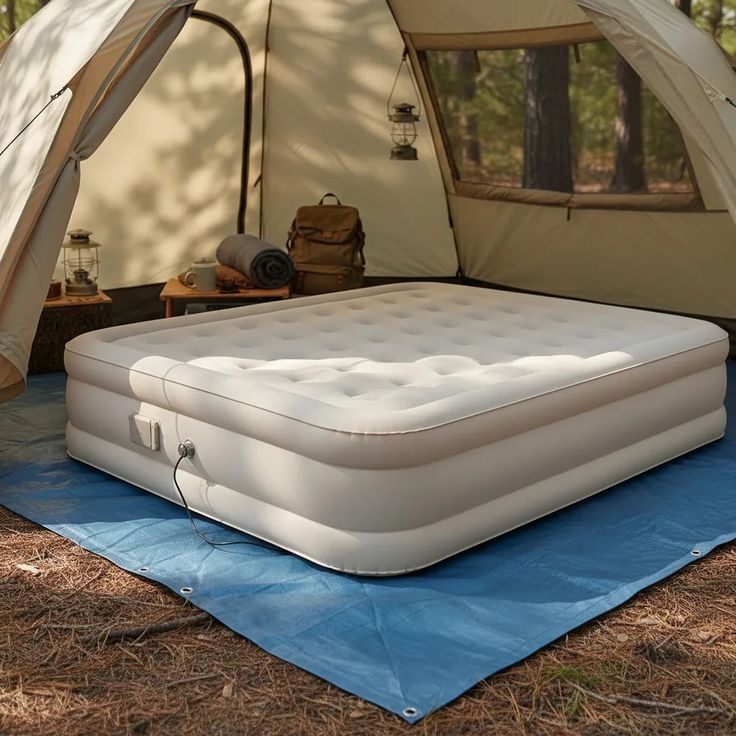 Inflatable Air Mattress with Built-in Pump for Home & Travel