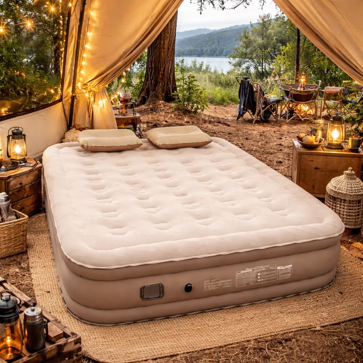 Inflatable Air Mattress with Built-in Pump for Home & Travel