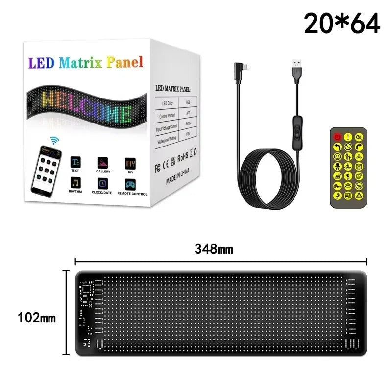 Programmable flexible RGB Matrix LED panel with scrolling text animation